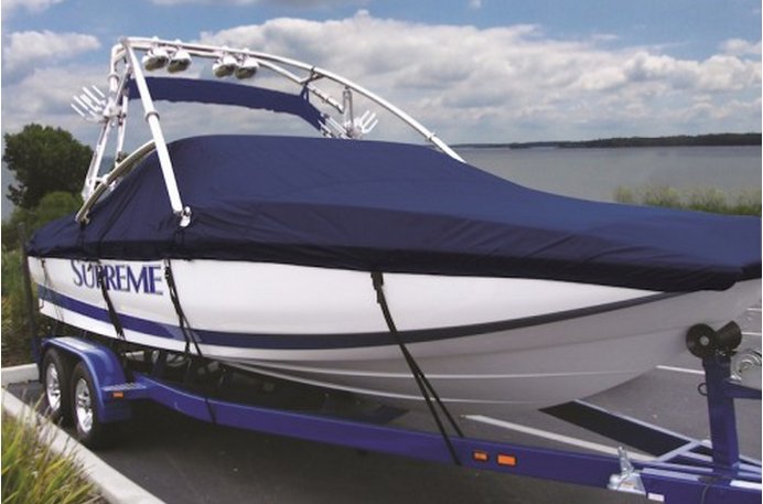 Boat and custom boat cover